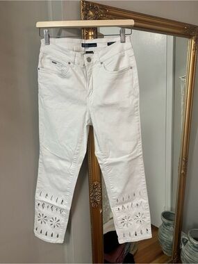 FDJ White Jeans with Eyelet Detail